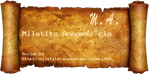 Miletits Annamária névjegykártya